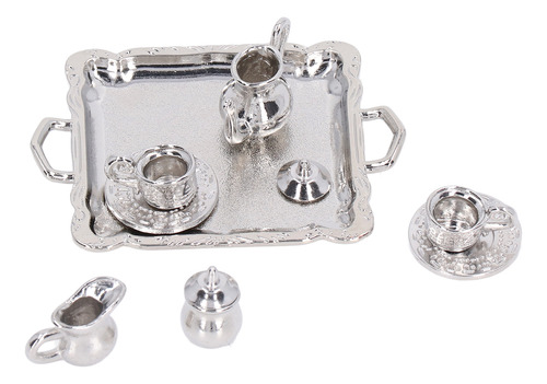 Mini Juego De Té De Metal A Escala 1/12 Simulación