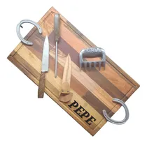 Comprar Combo Parrilla Tabla Madera Bandeja Asado 50x30 Dia Del Papa