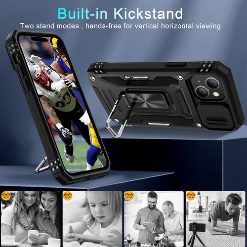 Funda Deerlamn Para iPhone 15 De 6.1 Pulgadas Con Funda De Cámara Deslizante