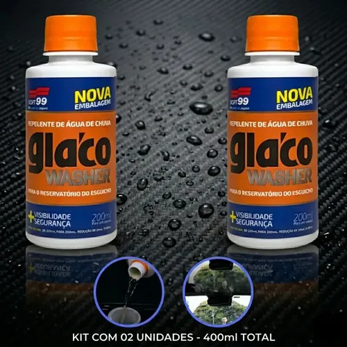 Kit 2 Glaco Washer 200ml Soft99 Aditivo Repelente