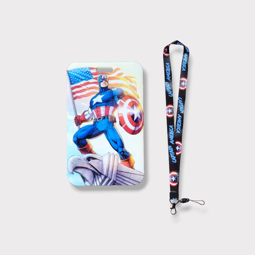 Lanyard + Portacredencial Capitan America 