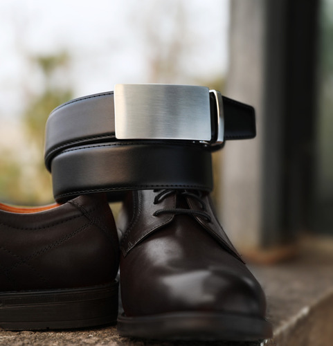Cinturón CHAORENCR Hombre Hebilla Automática Cinto Vestir Traje Formal negro