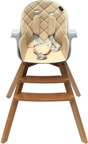 Imagen 4 de 10 de Silla De Comer Premium Baby Para Bebe Madera Doble Bandeja