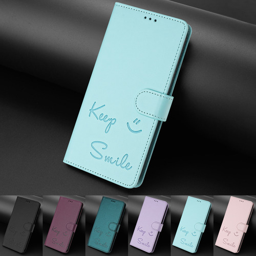 Funda De Piel Con Forma De Cara Sonriente Para Cubot Note 40/p50/a10/a20/a30/max 5, Cierre Magnético, Ranuras Para Tarjetas, Cartera