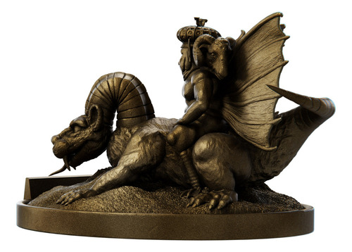 Estátua Imagem Asmodeus - Ars Goetia - Versão 3 Cor Cor Ouro Velho