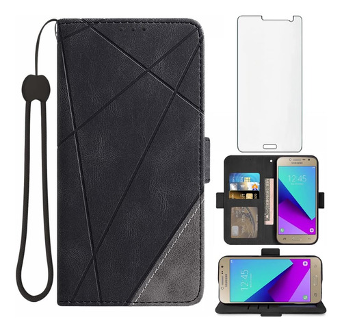 Funda Negra + Protector Para Samsung Galaxy J2 Prime