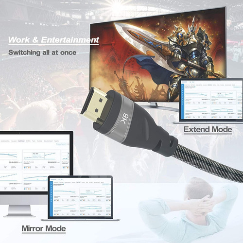 Cable Hdmi 2.1, 8k Alta Velocidad, 48 Gbps, (7680 X 4320) 2m