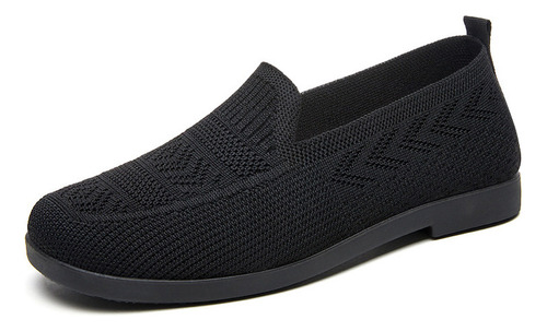 Zapatos Planos Transpirables De Color Liso Con Punta Redonda
