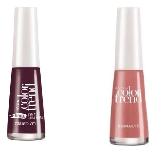 Rojo Vino Y Rosado Nude Uña Avon Color Trend 5 Free Set X 2