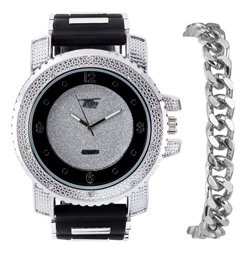 Reloj Maxi Techno Pave Con Bisel Brillante Y Correa De Silic