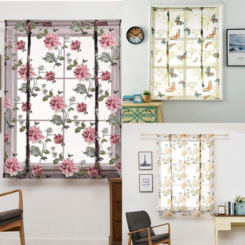 Cortina De Cocina Romana Con Forma De Flor De Peonía Y Persi
