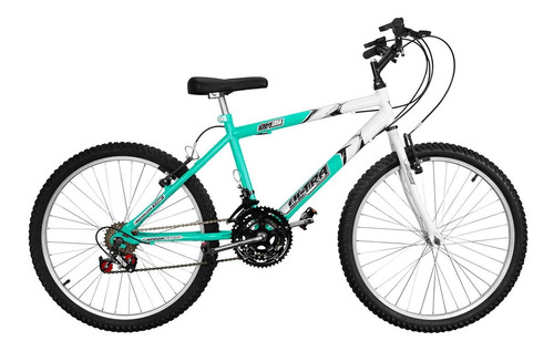 Bicicleta  de passeio Ultra Bikes Bike Aro 24 bicolor 18 marchas freios v-brakes cor verde-anis/branco