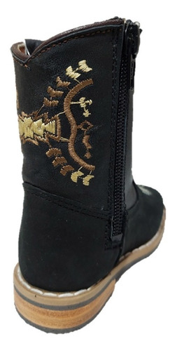 Bota Vaquera Rodeo Seven Stars Cierre Bebé Niño Piel Negro
