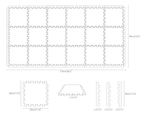 Alfombra De Juego Puzzle Foam Para Bebés Yostrong®, 18 Ficha