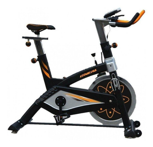 Bicicleta ergométrica O'Neal Pro BF068 para spinning cor preto e prata e laranja