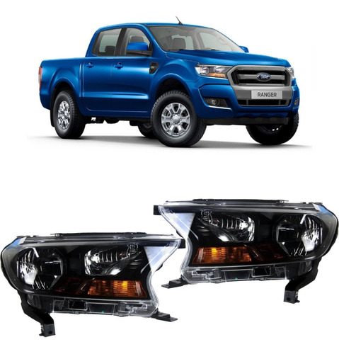 Juego Opticas Ford Ranger 2016 2017 2018 Fondo Negro Con Led