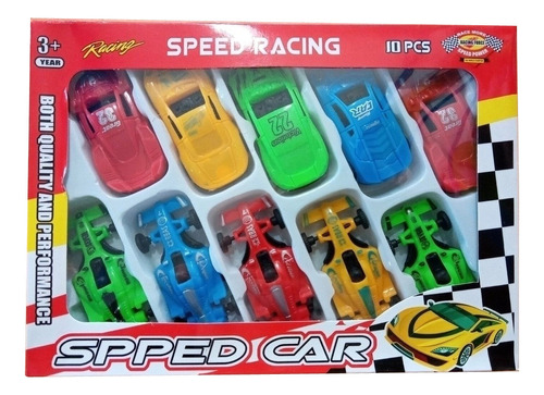 Autitos X 10 En Caja Spped Car Racing Juguete 