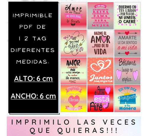Imagen 4 de 4 de Kit Imprimible A Color Pdf2 San Valentín Tarjetas Etiquetas