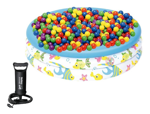 Pileta Inflable + 50 Pelotas Pelotero + Inflador 30cm Bebe