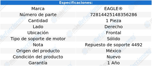 Repuesto Tacon Motor Der Frontal Ram 1500 V6 3.7l 11-12