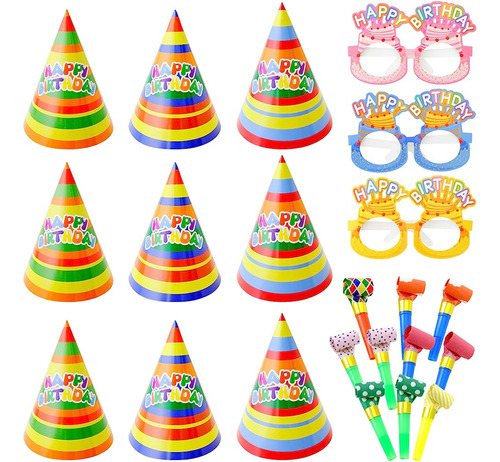 Abaodam Cumpleaños Party Hats Set Happy Birthday Glasses 10 