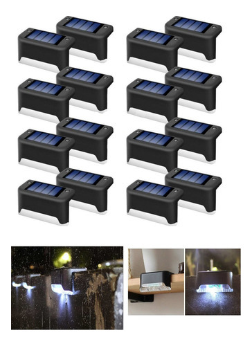 X16 Pack Luz Led Lampara Solar Balcon Escalera Pared Jardin