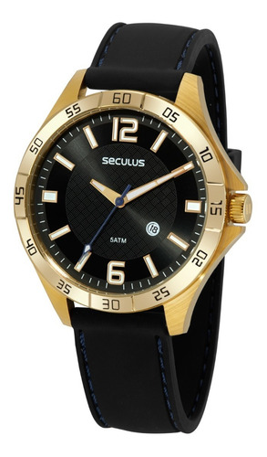 Relogio Masculino Seculus Dourado E Calendário 44004gpsvdu3