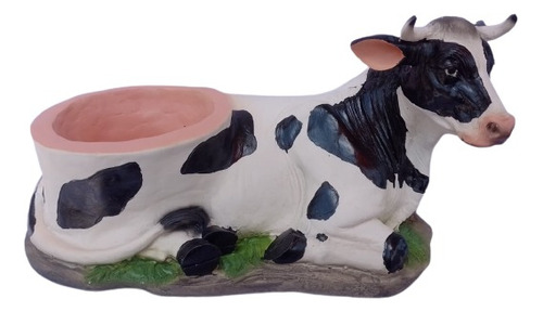 Vaca Con Maceta, Figura De Resina.