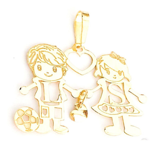 Pingente Ouro 18k Filhos Filhas Menina Menino Com Iniciais