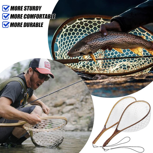 Riverruns Red De Pesca De Madera Con Medidas L Mmg
