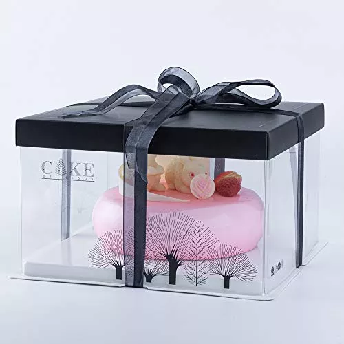 Restaurantware Sweet Vision Cajas transparentes para tartas de 10 x 8.25  pulgadas, 10 cajas transparentes con tapa negra, base resistente a la  grasa