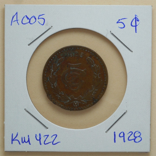 Moneda México 5 Centavos 1928 A005