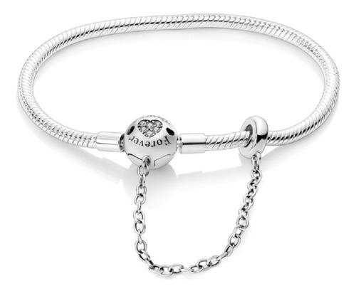 Pulsera 100% Auténtica Plata 925 Bola Con Cadena Y Corazón