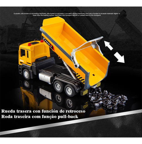 Miniatura Metal Coche Camión Volquete Con Luces Y Sonidol