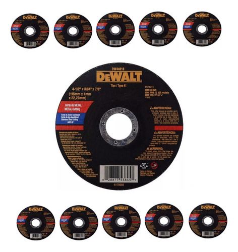 Disco De Corte 4 1/2 115mmx1mm Dewalt Dw44618 X 11pz