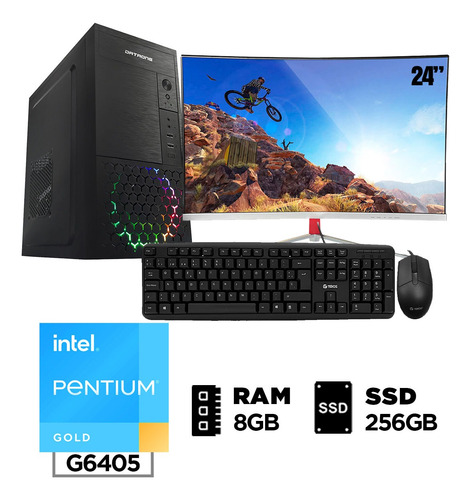 Cpu Intel Pentium Gold Ram 8gb Ssd 256gb + Monitor 24 Curvo