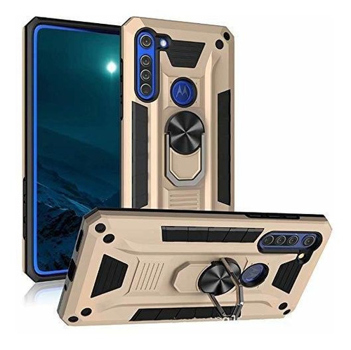 Funda Para Moto Edge 5g 2020 Anillo Shockproof Dorado