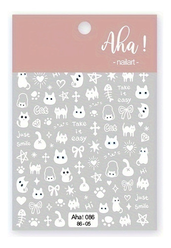 5 Pegatinas Autoadhesivas For Uñas Con Diseño De Gato De