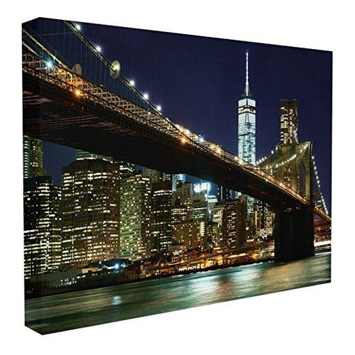 Stupell Industries New York At Night Canvas Wall Art, 24 X 3