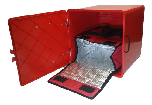 Combo Caja De Delivery 40x40x40 + Bolso Termico Para 4 Pizza