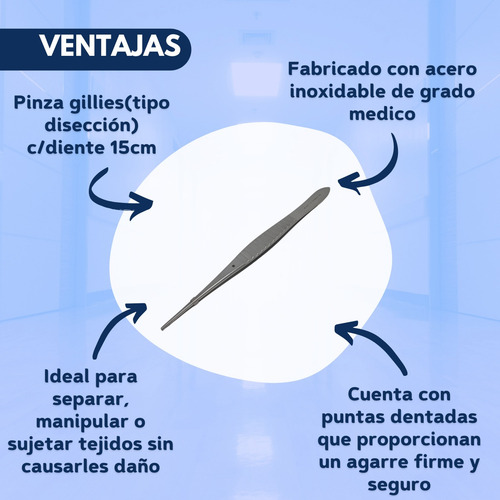 Pinza Gillies Disección 15cm C/dientes Belmed Odontología