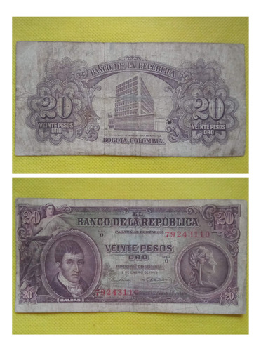 Billete De 20 Pesos Oro De 1965