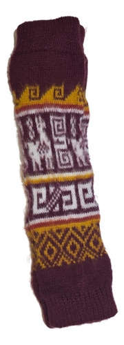 Polainas De Lana De Alpaca Dibujo De Llama Con Guarda Bordo Con Colores Lana Único