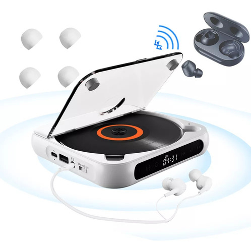 Leitor De Cd Portátil Com 5 Modos De Reprodução E Telas Sens