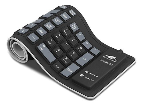 Teclado Enrollable Plegable Silicona Negro Con Cable