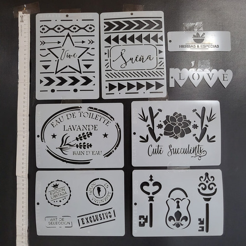 Pack 13 Stencils Decorativos Varias Unidades Diseños Oferta