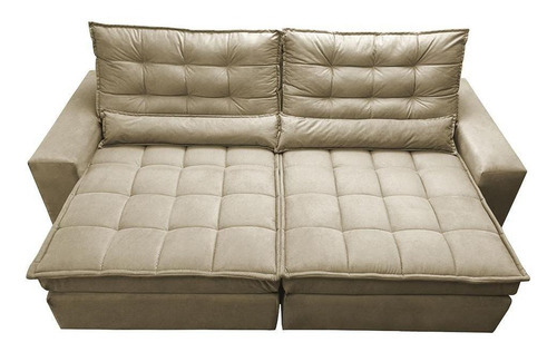 Sofá Retrátil e Reclinável com Molas Ensacadas Cama inBox Gold 2,32m Tecido Suede Velusoft Bege