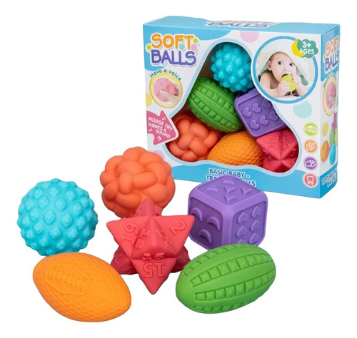 Pelotas Sensoriales 6 Und Texturizadas Para Bebes 3d