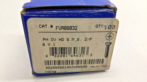 Sheet Metal Fva88032-100 Screw #8 X 1 Phillips Oval Head