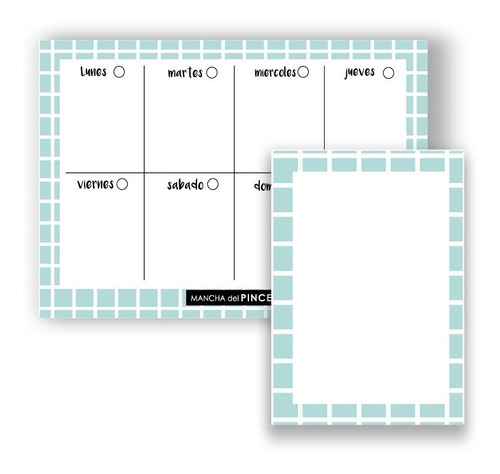 Planificador Semanal A4 Papel + Block De Notas Cuadros Celes